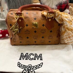 MCM Cognac Visetos Satchel